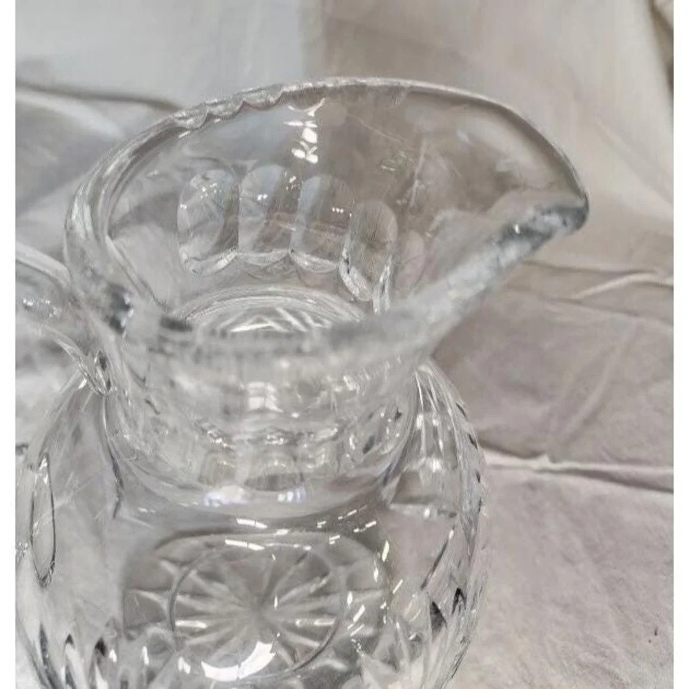 Vintage ‎ Polonia 24% Lead Crystal Footed Ball Pitcher Made in Poland 1950's